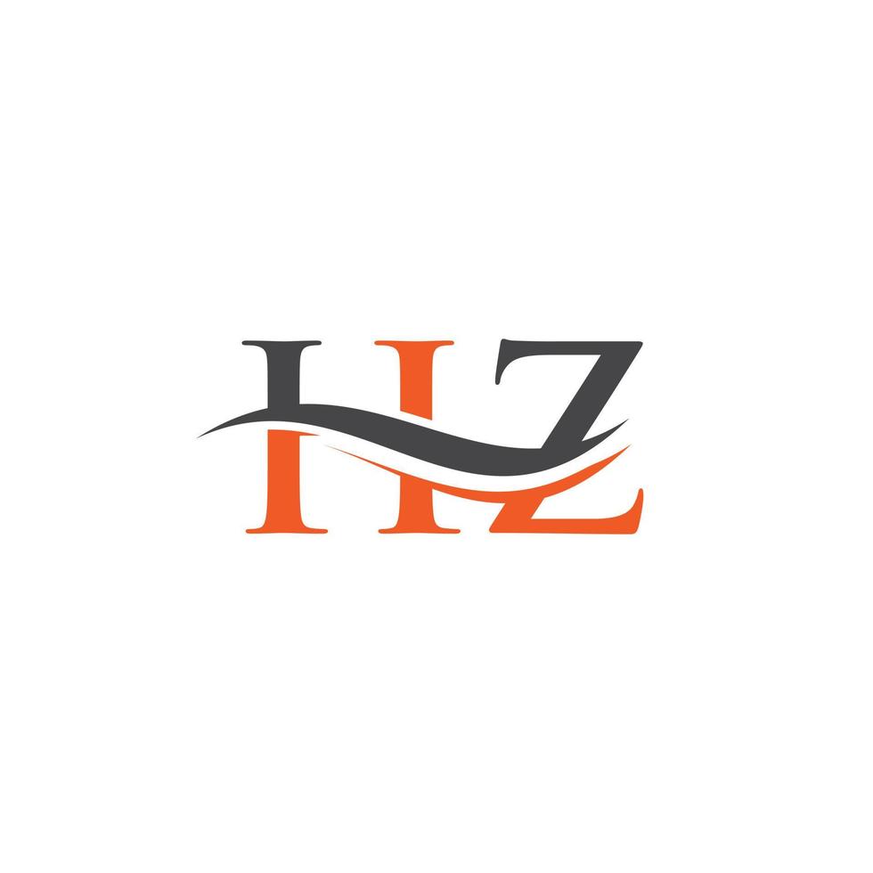 premie brief hz logo ontwerp met water Golf concept. hz brief logo ontwerp met modern modieus vector