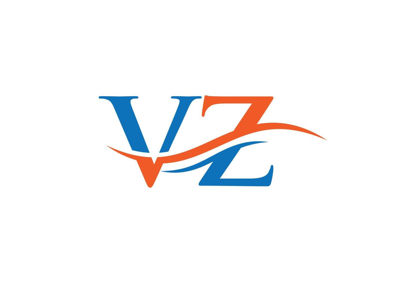 vz logo ontwerp vector. swoosh brief vz logo ontwerp. eerste vz brief gekoppeld logo vector sjabloon