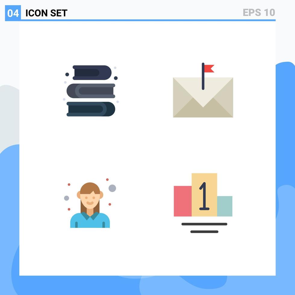 4 gebruiker koppel vlak icoon pak van modern tekens en symbolen van kunst avatar boek e-mail vrouw bewerkbare vector ontwerp elementen