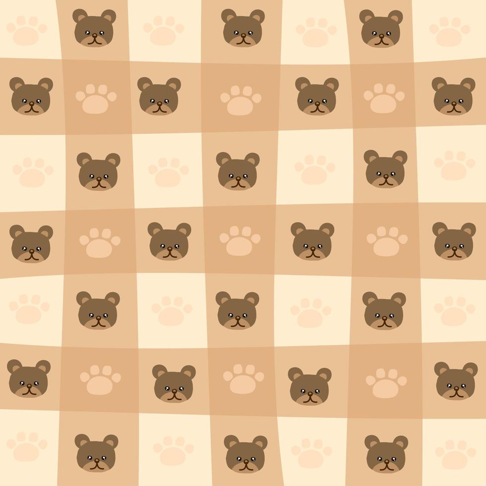 naadloos patroon in de stijl van beer Aan schaak rooster achtergrond. illustratie vector 10 eps.