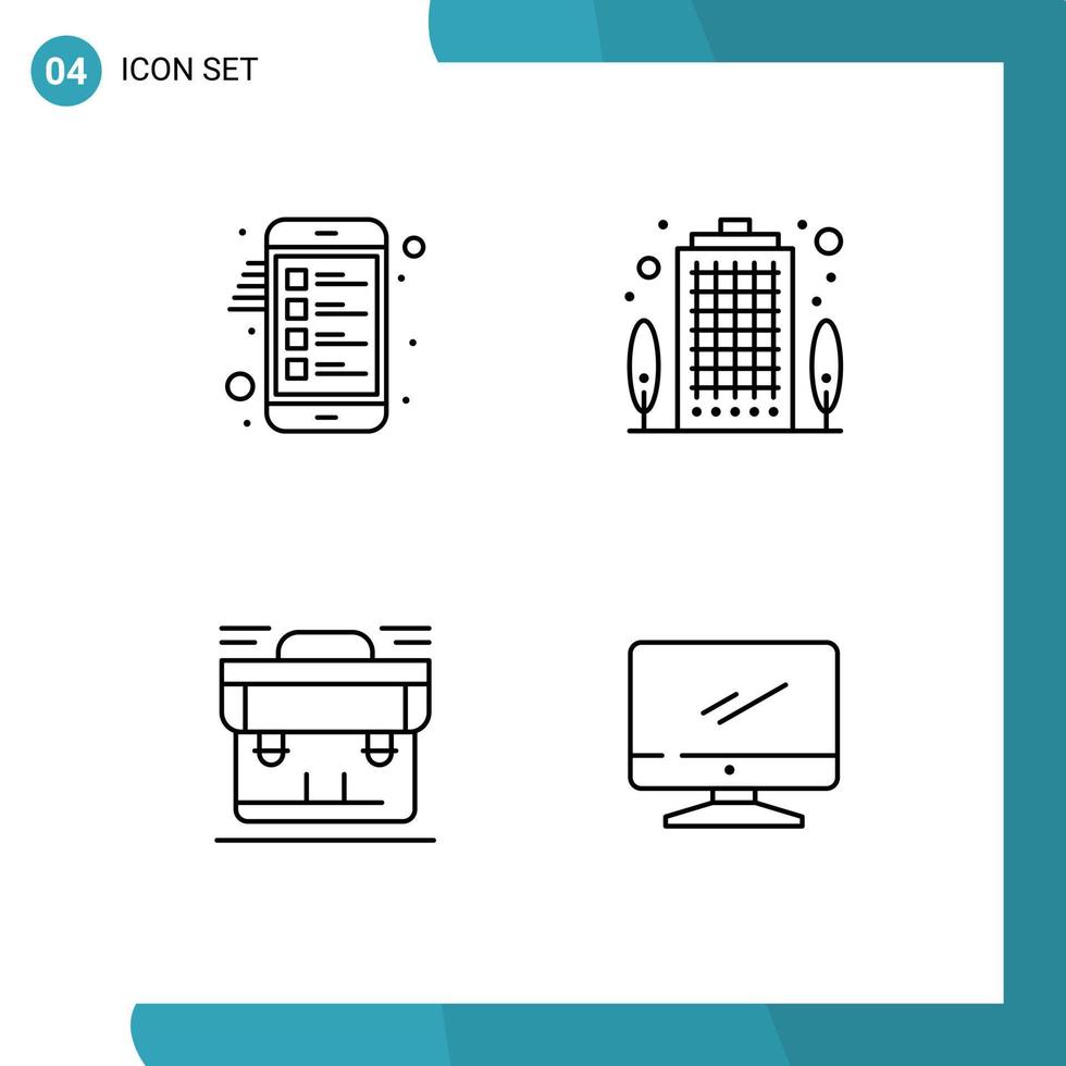 voorraad vector icoon pak van 4 lijn tekens en symbolen voor checklist bedrijf lijst huis aktentas bewerkbare vector ontwerp elementen