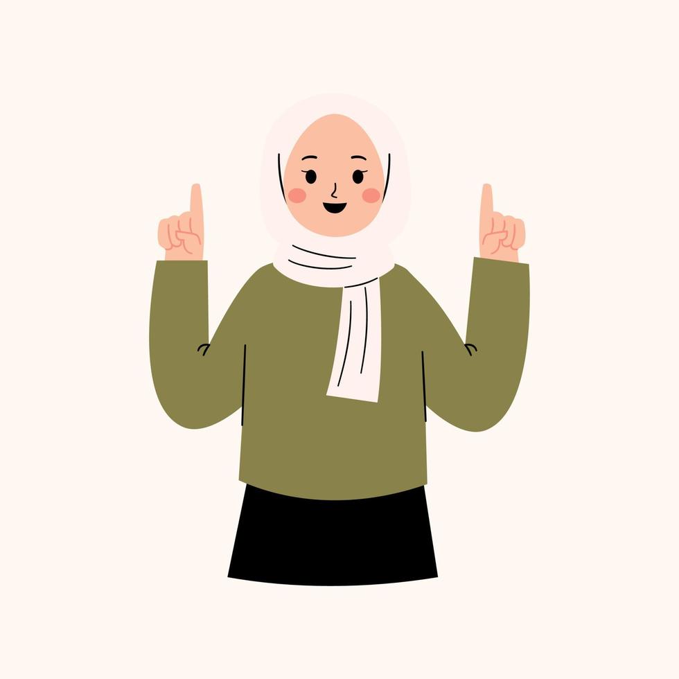 moslim vrouw met richten vinger vector