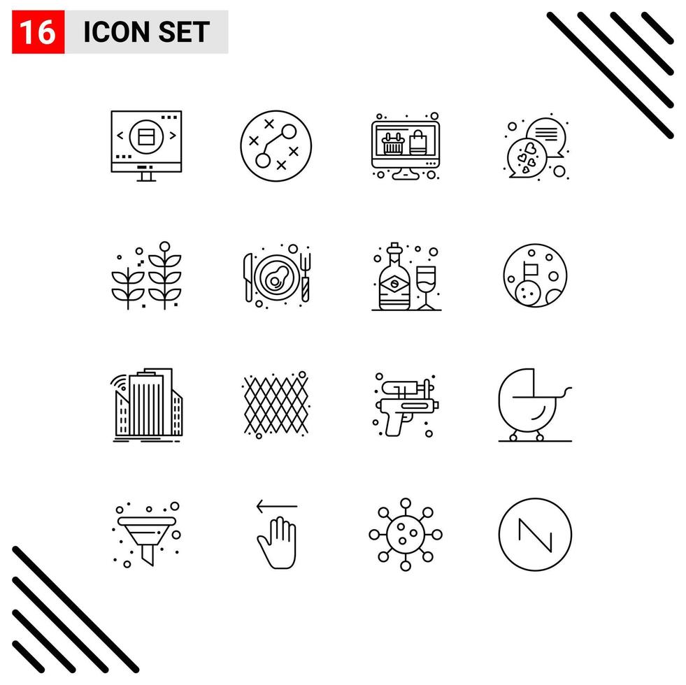 16 creatief pictogrammen modern tekens en symbolen van bedrijf berichten virus liefde online boodschappen doen bewerkbare vector ontwerp elementen