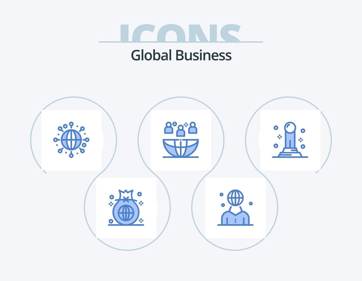 globaal bedrijf blauw icoon pak 5 icoon ontwerp. uitbesteding. Internationale. beheer. globaal. wereld vector