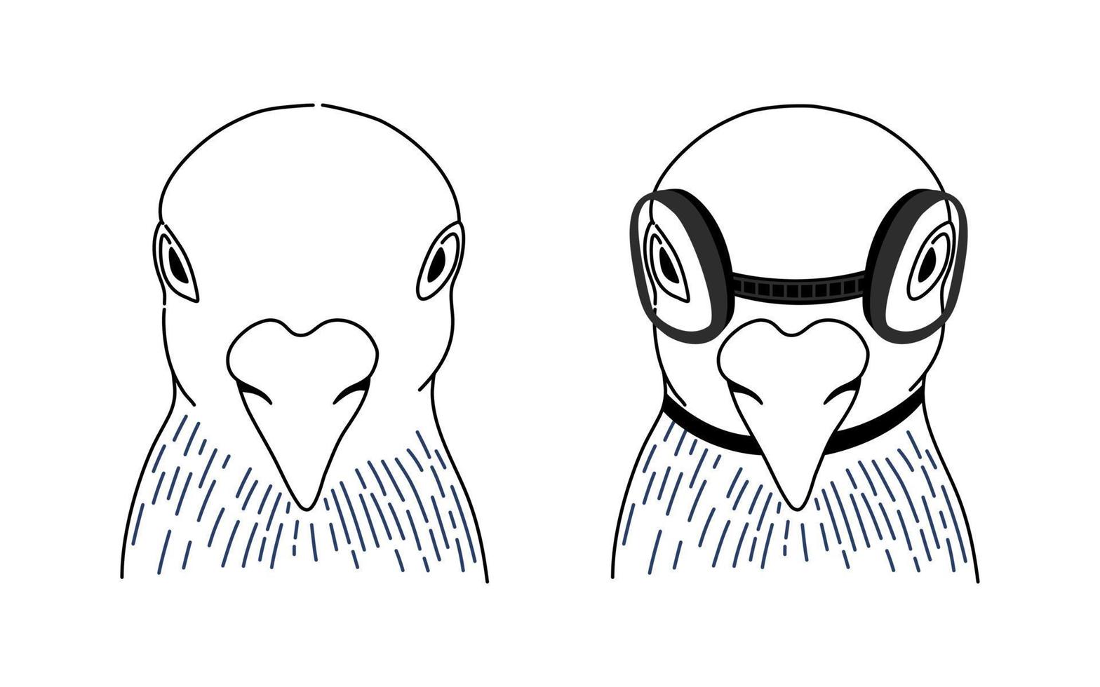 reeks van vogelstand vervelend zonnebril bril Aan zwart en wit lineair vector. vector