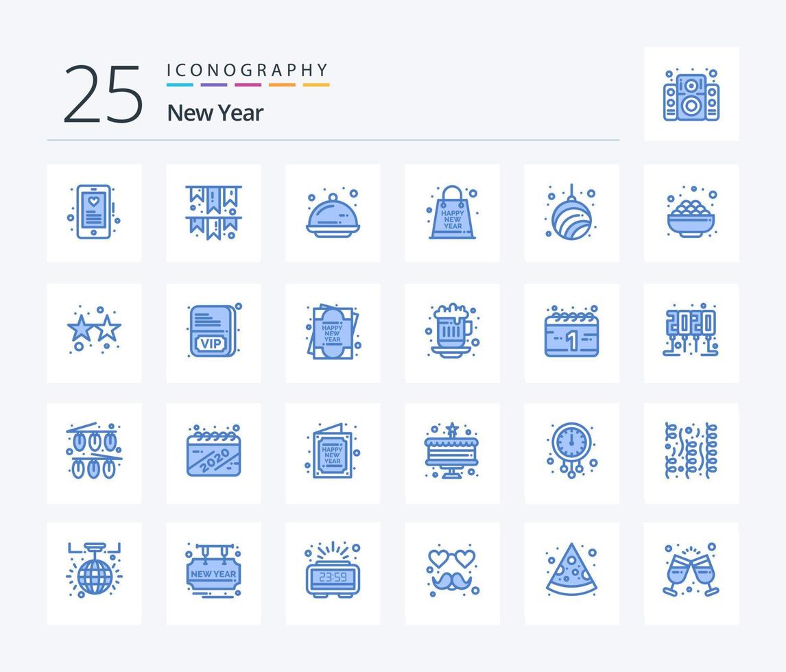 nieuw jaar 25 blauw kleur icoon pak inclusief jaar. nieuwe. omslag. geschenk. viering vector