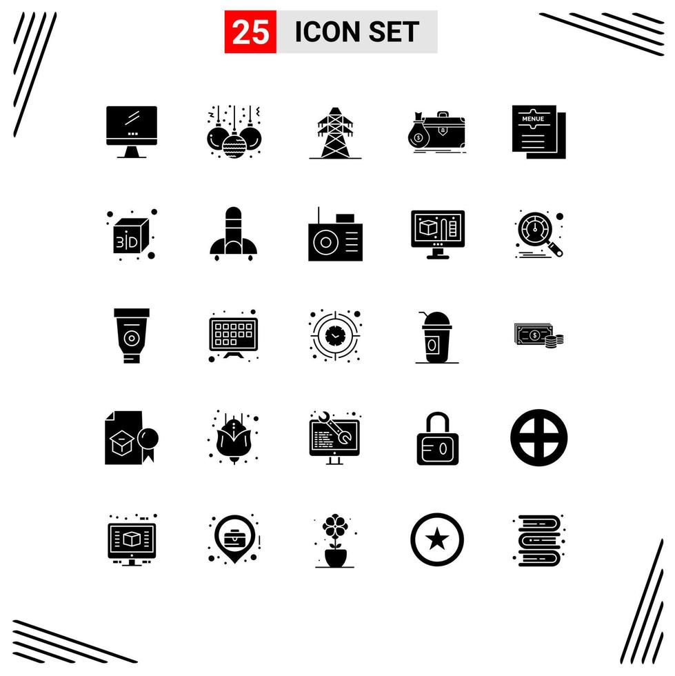 25 creatief pictogrammen modern tekens en symbolen van cafe Open elektrisch geval aktentas bewerkbare vector ontwerp elementen