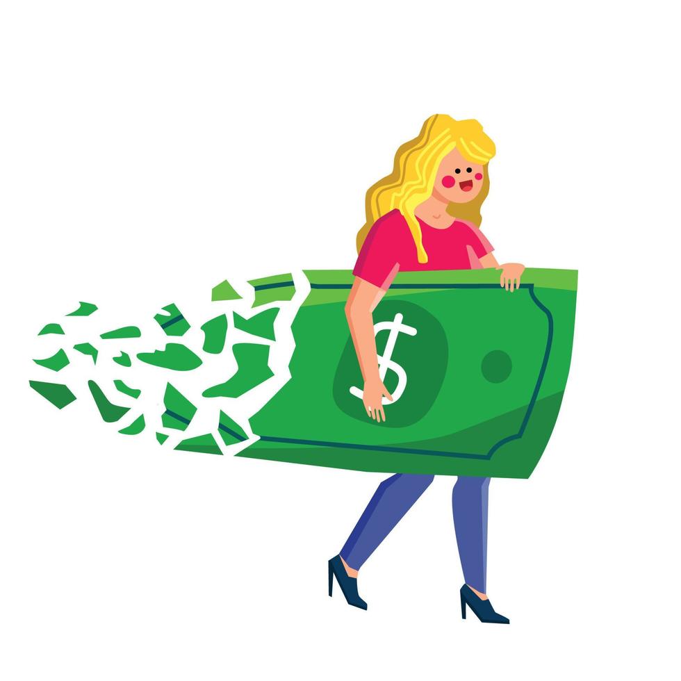 inflatie dollar Bill gespoten in vrouw hand- vector