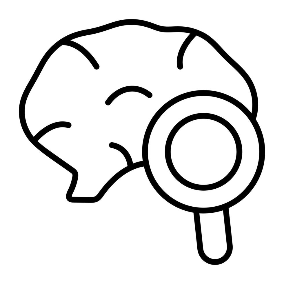 hersenen met vergrootglas vector concept van hersenen controle icoon