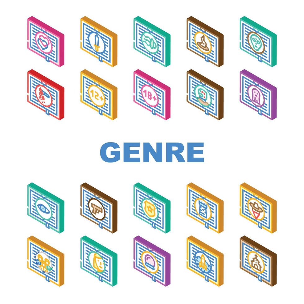 literaire genre categorieën klassen pictogrammen instellen vector