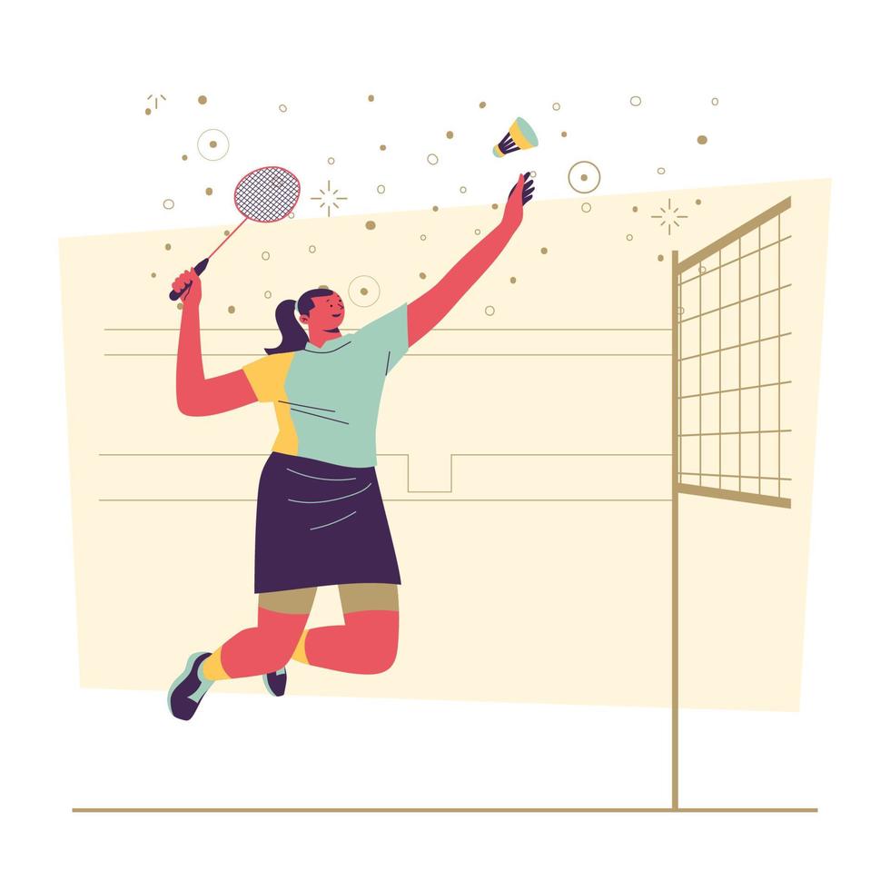 vrouw badminton speler karakter vector