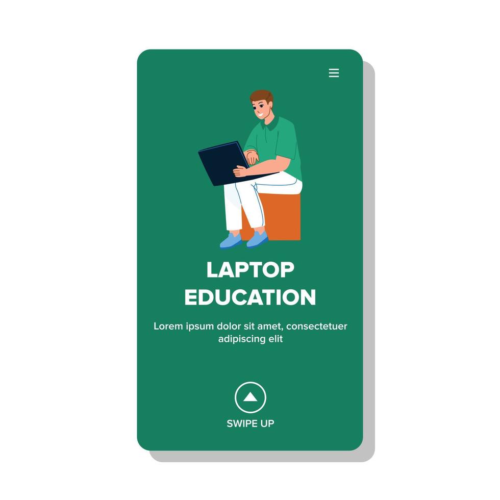 Mens laptop onderwijs en online webinar vector