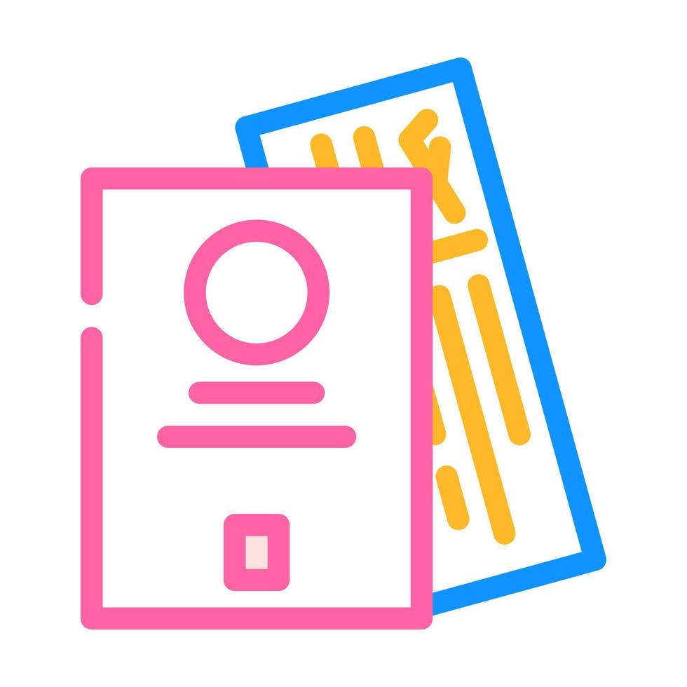 paspoort reiziger document kleur icoon vector illustratie