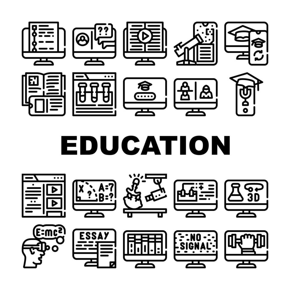 online onderwijs aan het leren les pictogrammen reeks vector