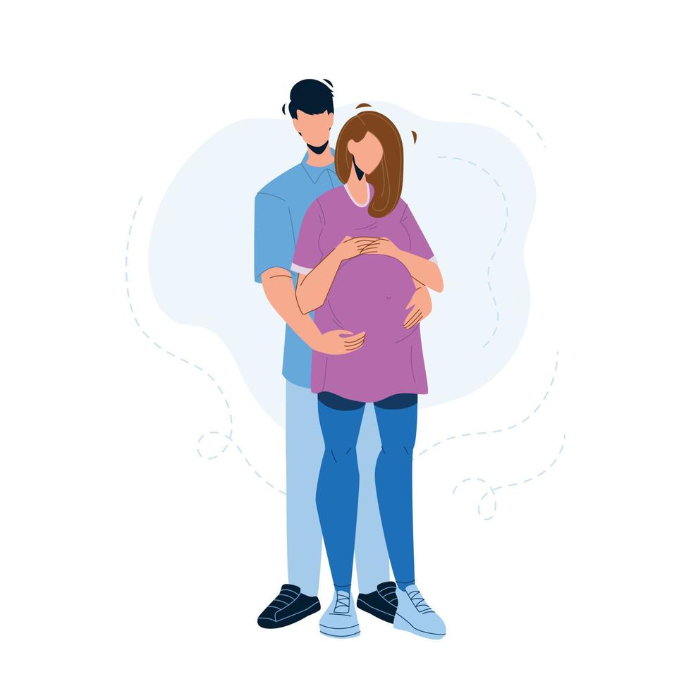 zwanger paar omarmen jong familie vector illustratie