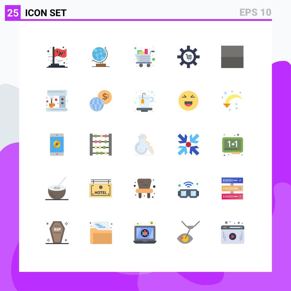 25 vlak kleur concept voor websites mobiel en apps instelling handel boodschappen e kar bewerkbare vector ontwerp elementen