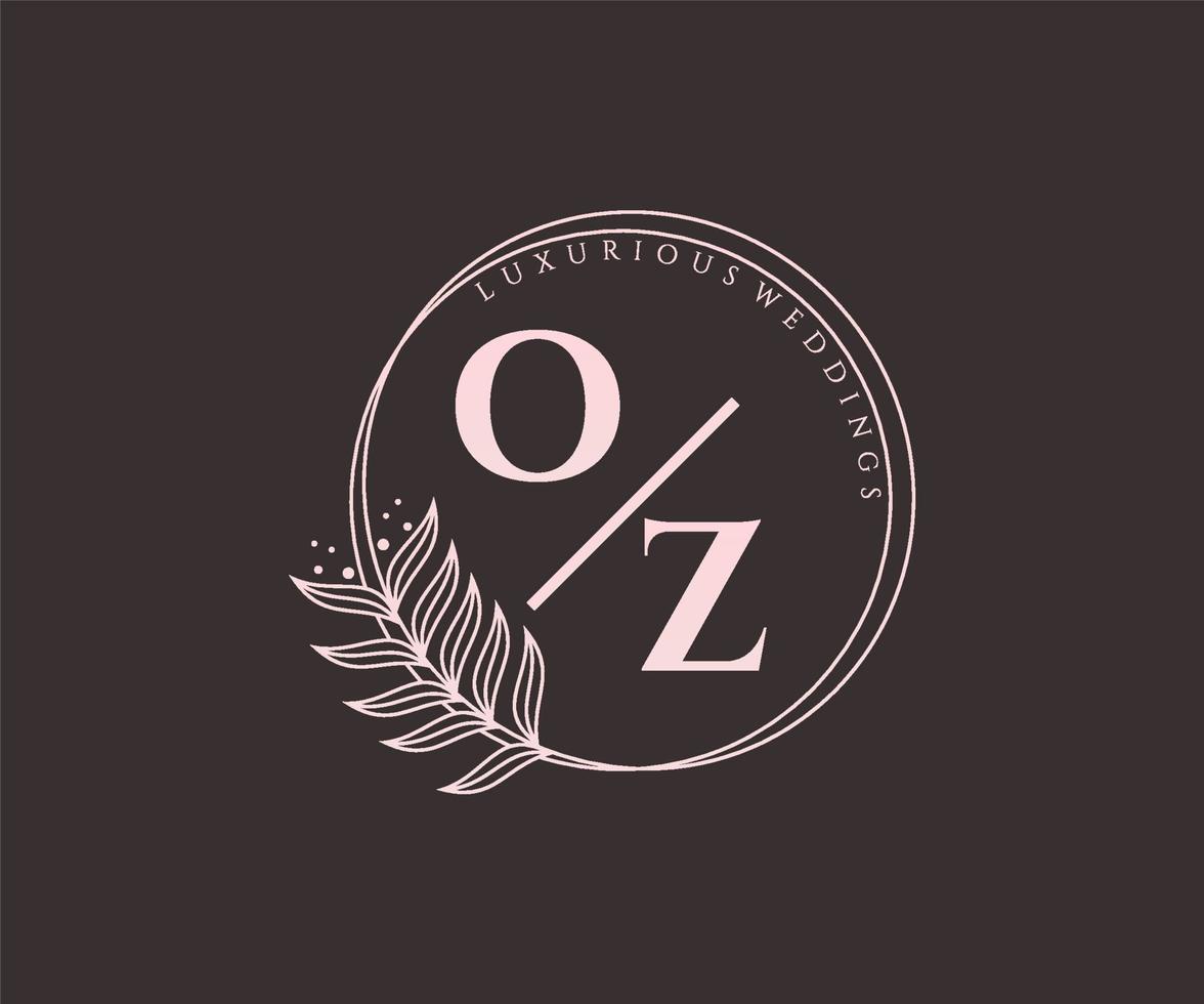 oz initialen brief bruiloft monogram logos sjabloon, hand- getrokken modern minimalistisch en bloemen Sjablonen voor uitnodiging kaarten, opslaan de datum, elegant identiteit. vector