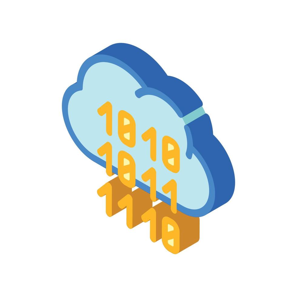 programmering binair code wolk opslagruimte isometrische icoon vector illustratie