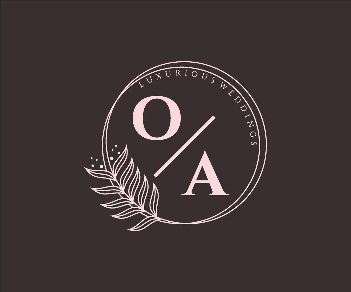 oa initialen brief bruiloft monogram logos sjabloon, hand- getrokken modern minimalistisch en bloemen Sjablonen voor uitnodiging kaarten, opslaan de datum, elegant identiteit. vector