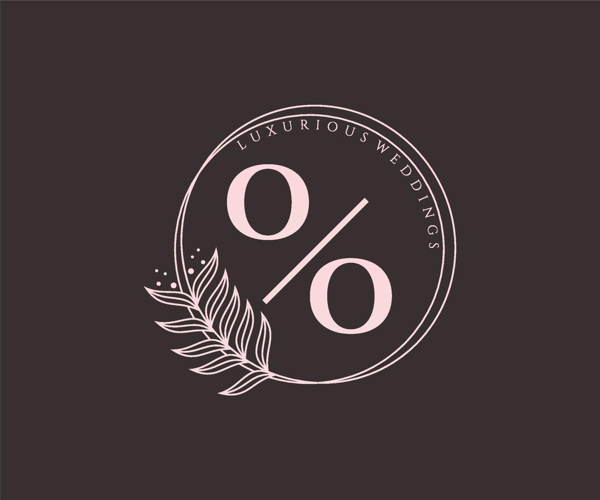 ooo initialen brief bruiloft monogram logos sjabloon, hand- getrokken modern minimalistisch en bloemen Sjablonen voor uitnodiging kaarten, opslaan de datum, elegant identiteit. vector