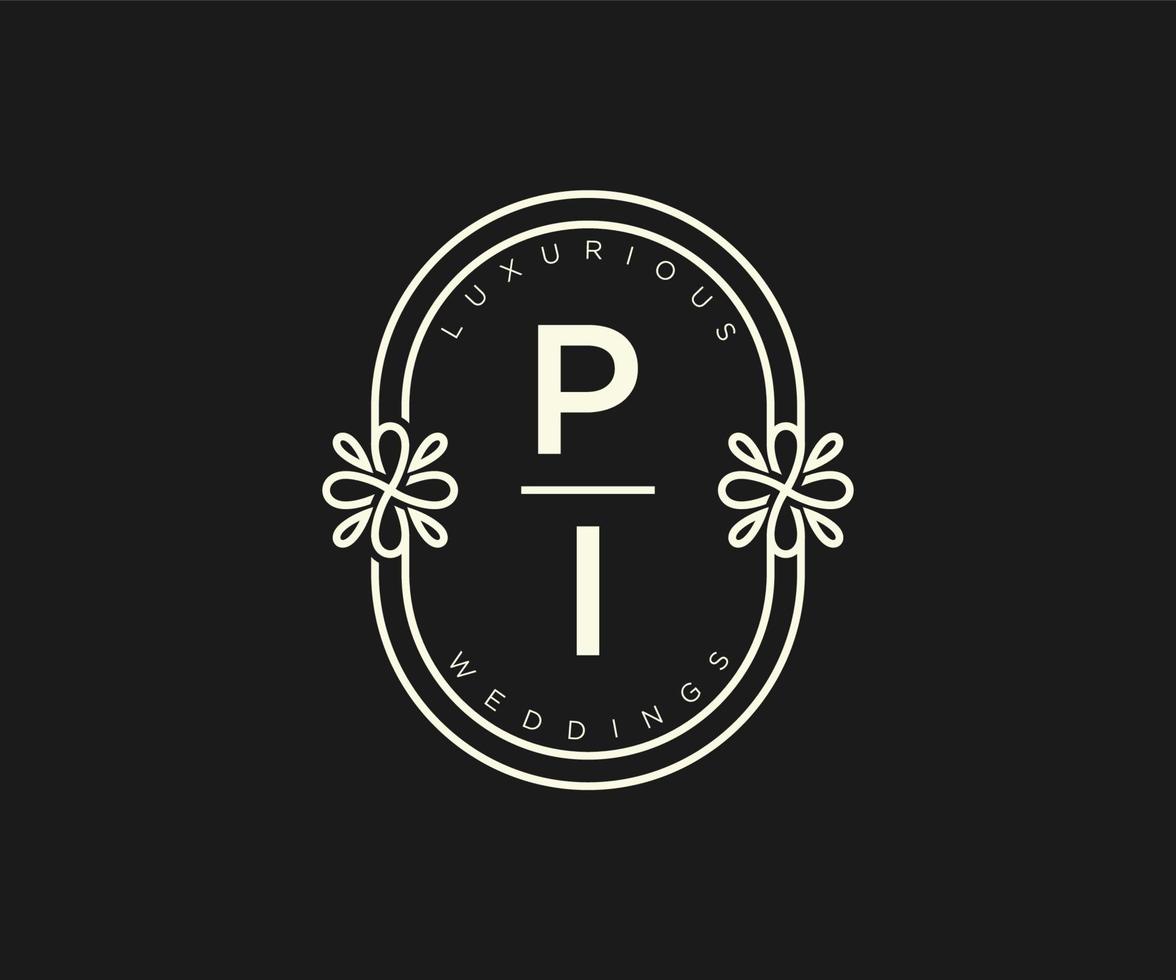 pi initialen brief bruiloft monogram logos sjabloon, hand- getrokken modern minimalistisch en bloemen Sjablonen voor uitnodiging kaarten, opslaan de datum, elegant identiteit. vector