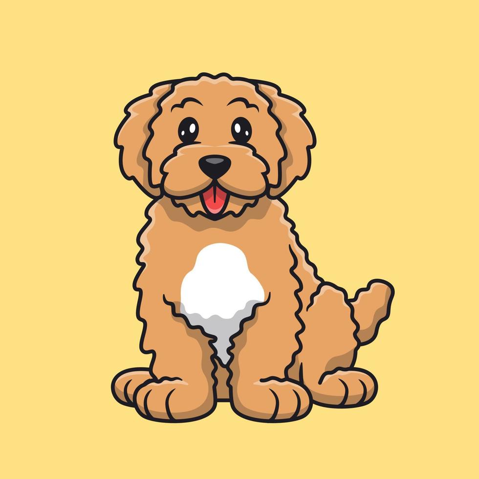 schattig gouden tekening hond tekenfilm vector icoon illustratie. dier hond icoon concept geïsoleerd premie vector. vlak tekenfilm stijl