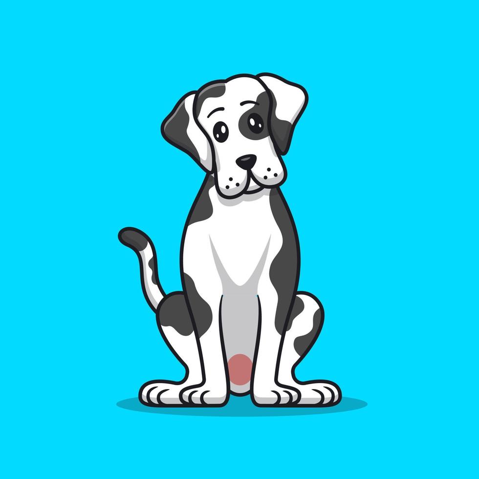 schattig Super goed dane hond tekenfilm vector icoon illustratie. dier hond icoon concept geïsoleerd premie vector. vlak tekenfilm stijl