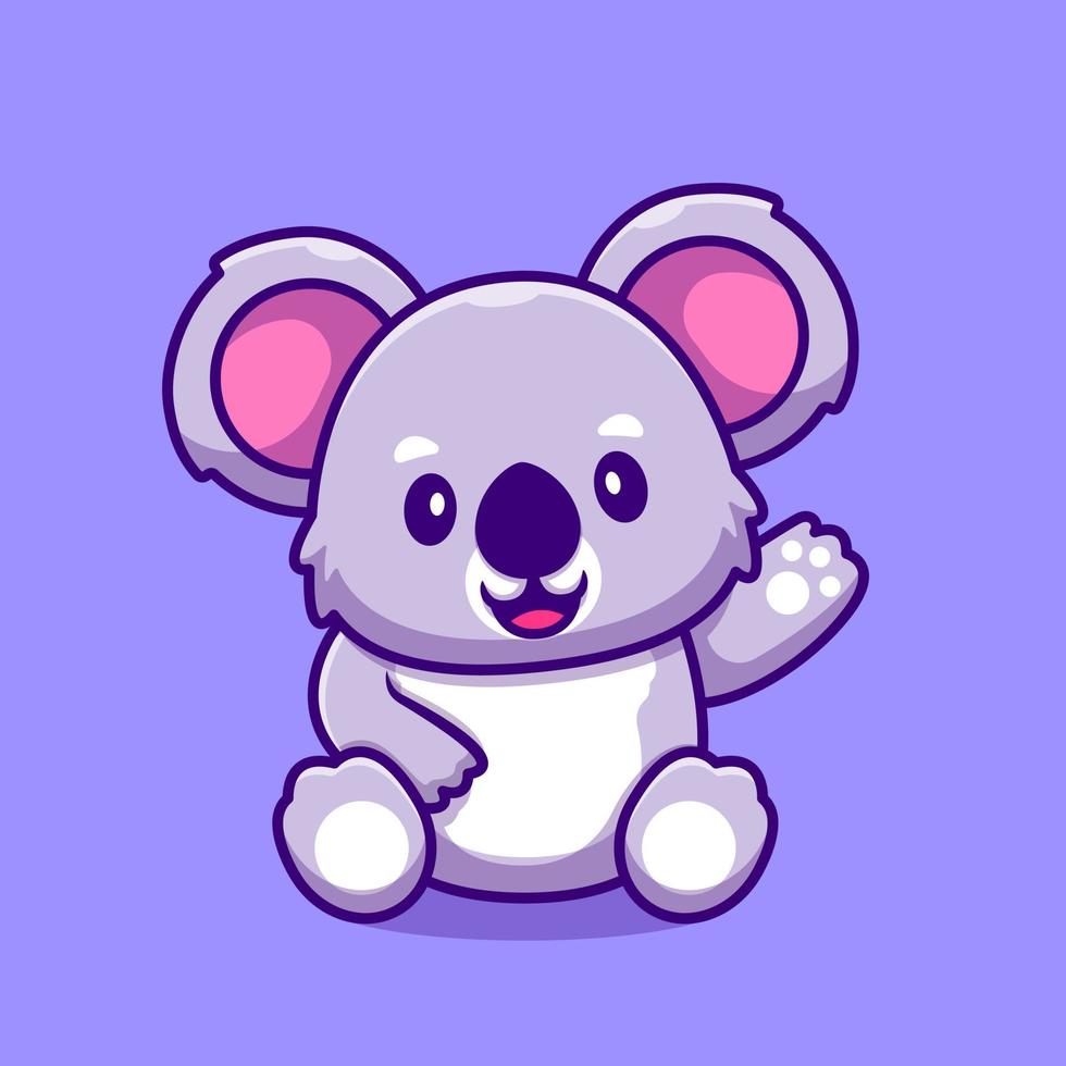 schattig koala golvend hand- tekenfilm vector icoon illustratie. dier liefde icoon concept geïsoleerd premie vector. vlak tekenfilm stijl