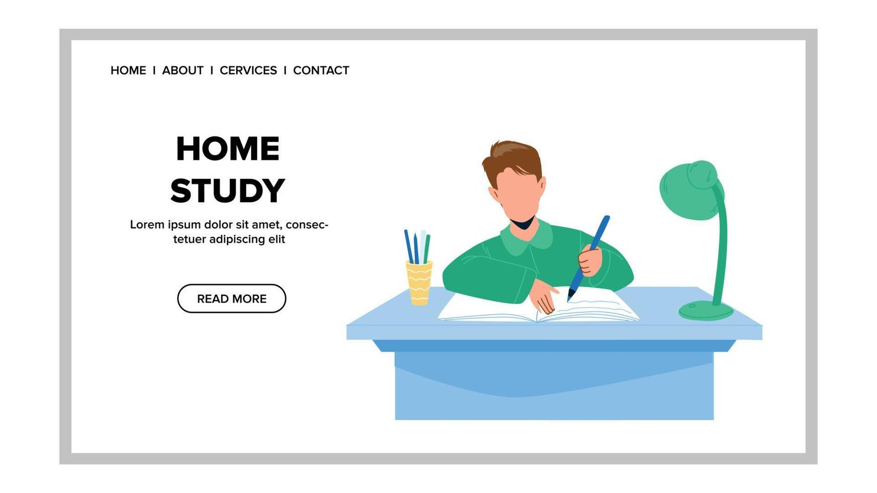 huis studie en huiswerk aan het doen leerling jongen vector