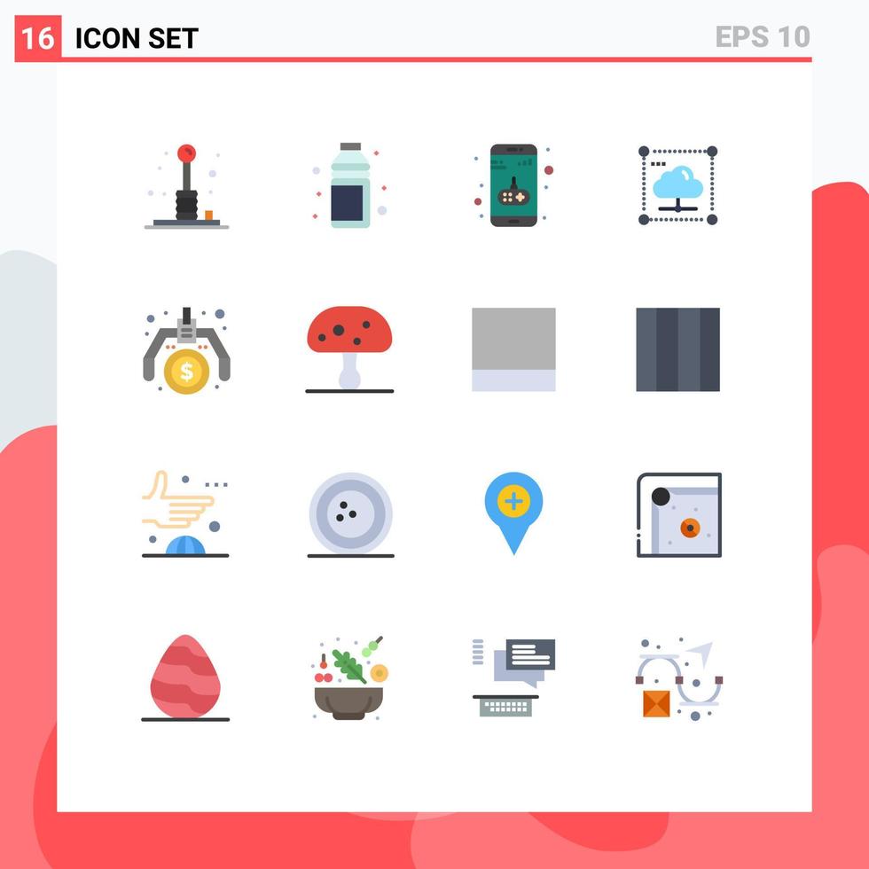 modern reeks van 16 vlak kleuren en symbolen zo net zo gegevens wolk shotglas mobiel vermaak bewerkbare pak van creatief vector ontwerp elementen