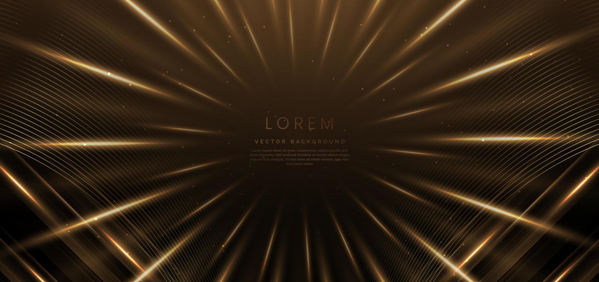 elegant gouden licht schijnt cirkel Aan donker bruin achtergrond met fonkeling. sjabloon premie prijs ontwerp. vector