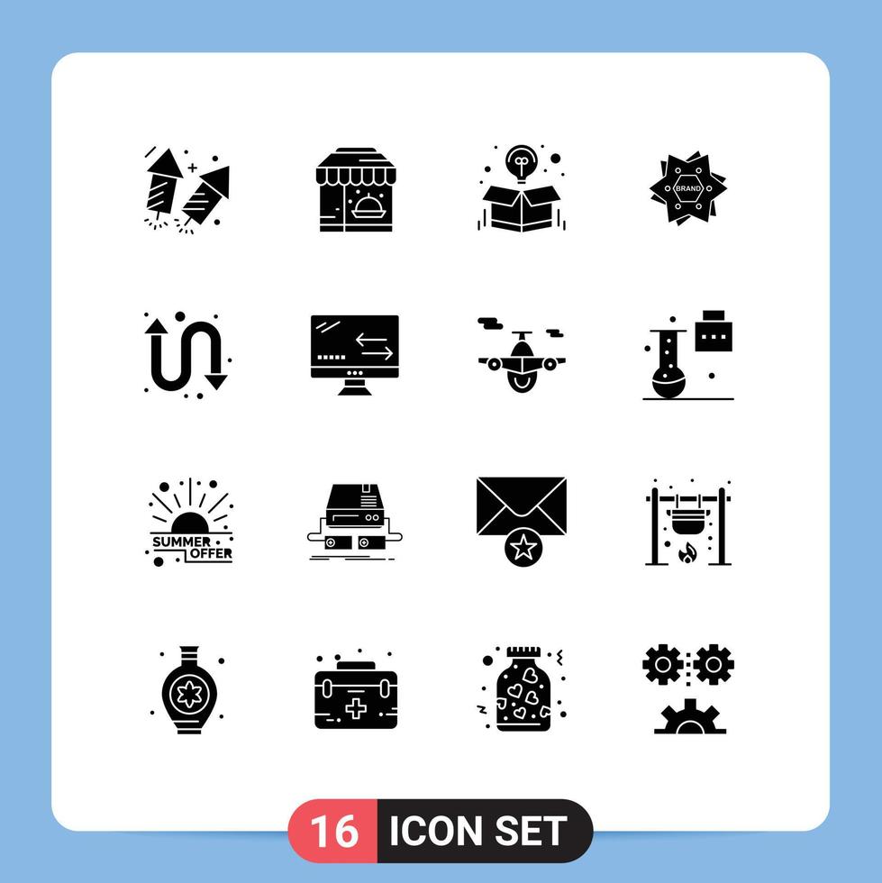 universeel icoon symbolen groep van 16 modern solide glyphs van vorm merk doos branding aanbod bewerkbare vector ontwerp elementen