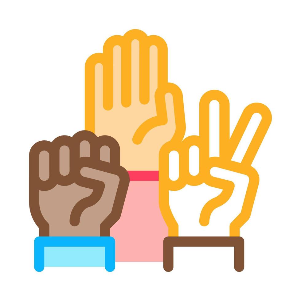 menselijk handen ras gebaren icoon vector schets illustratie