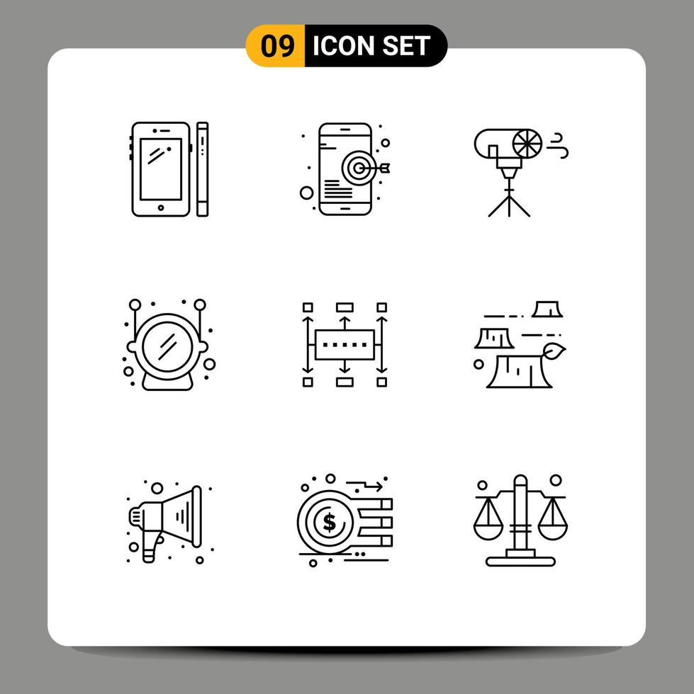 schets pak van 9 universeel symbolen van workflow planning veiligheid mobiel ruimte speciaal bewerkbare vector ontwerp elementen