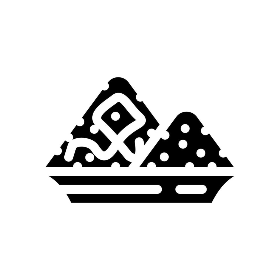 zout hoop in bord glyph icoon vector illustratie