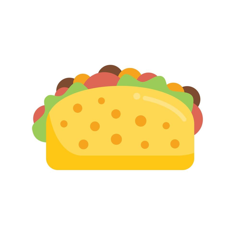 zacht taco icoon vlak vector. Mexicaans voedsel vector