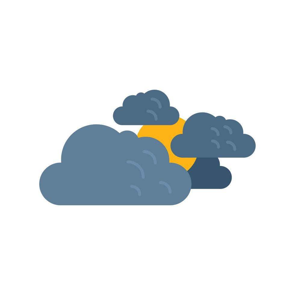 bewolkt zon icoon vlak vector. verkoudheid zonneschijn vector