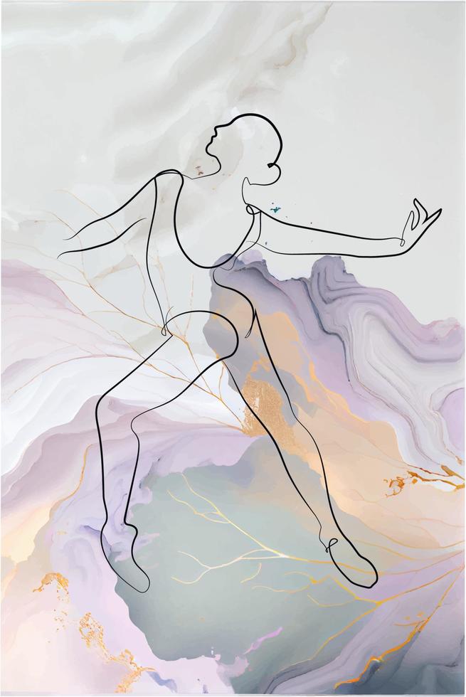 schets van een vrouw in een jurk balletdanser lijntekeningen continue kunst icoon meisje vector