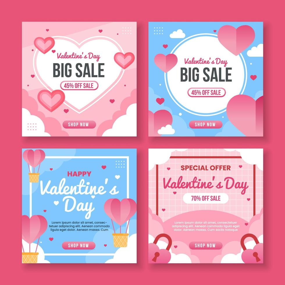 Valentijnsdag dag uitverkoop sociaal media sjabloon vector