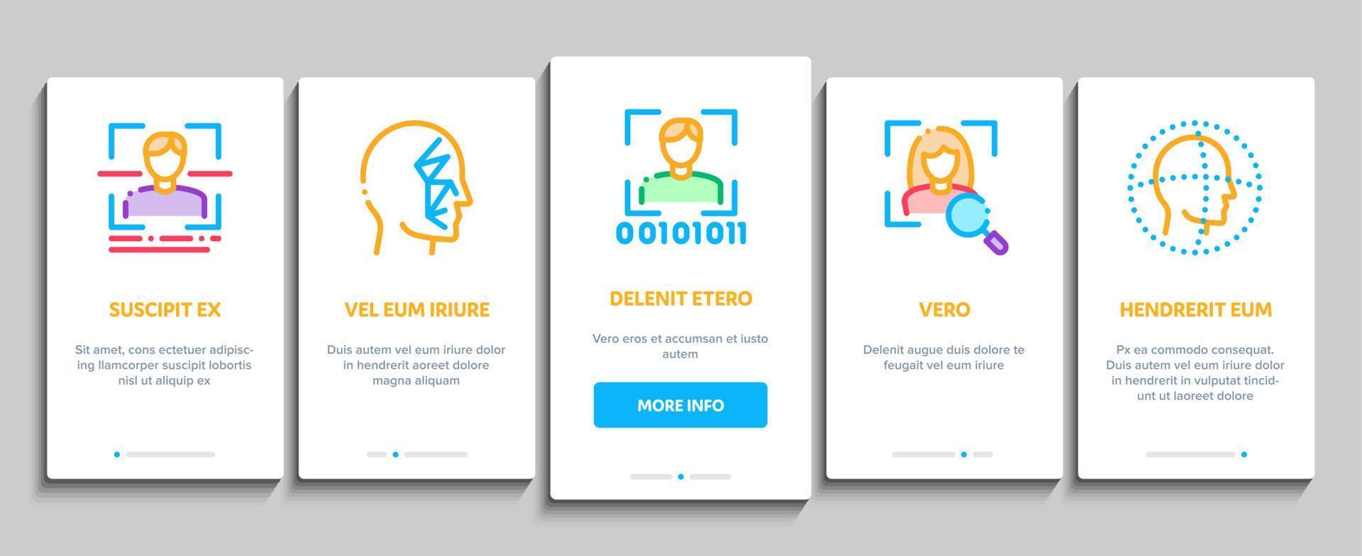 herkenning onboarding elementen pictogrammen reeks vector