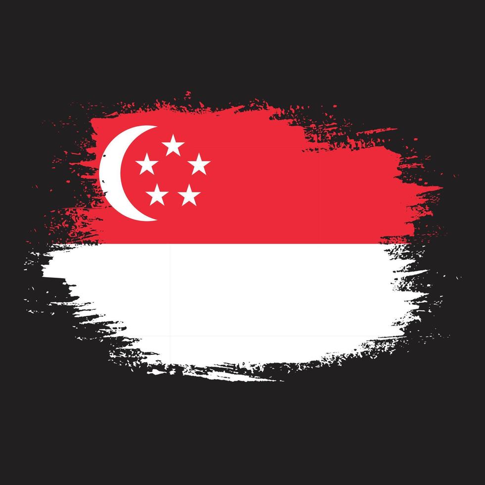 vlak grunge structuur wijnoogst Singapore vlag vector