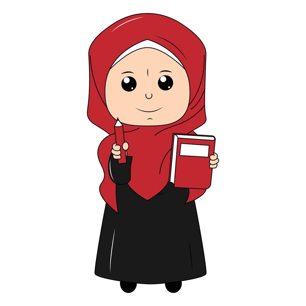 schattig meisje tekenfilm met hijab vector