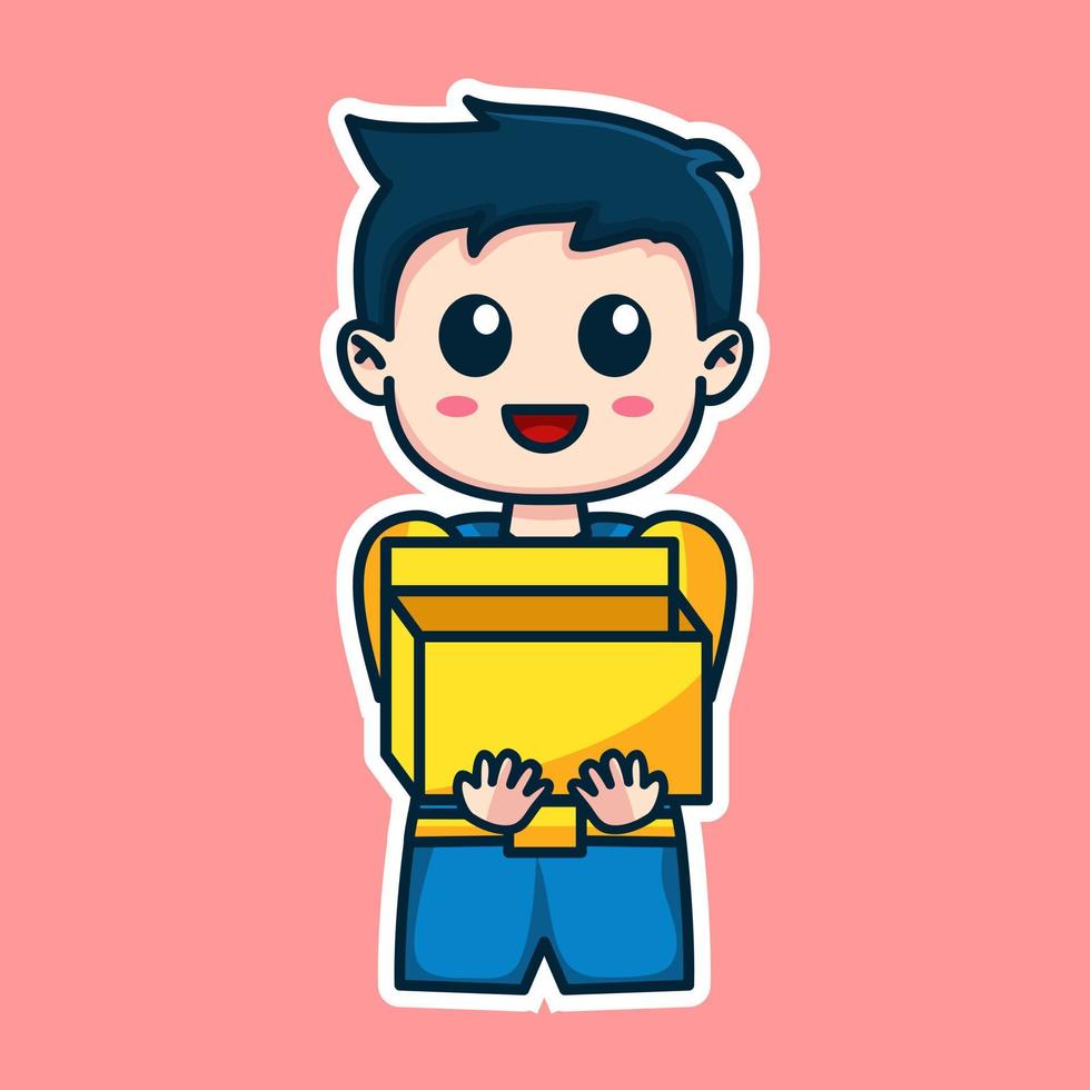 jongen uitdrukking schattig sticker illustratie vector