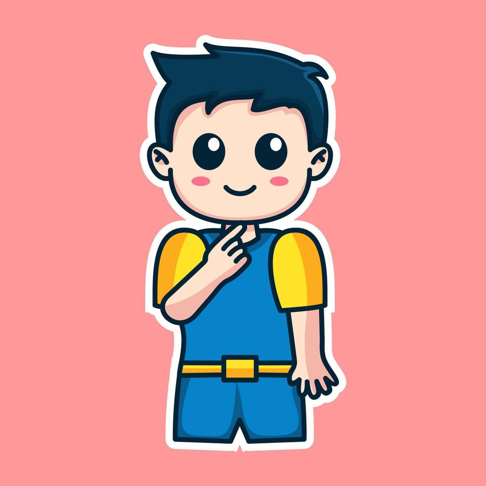 jongen uitdrukking schattig sticker illustratie vector