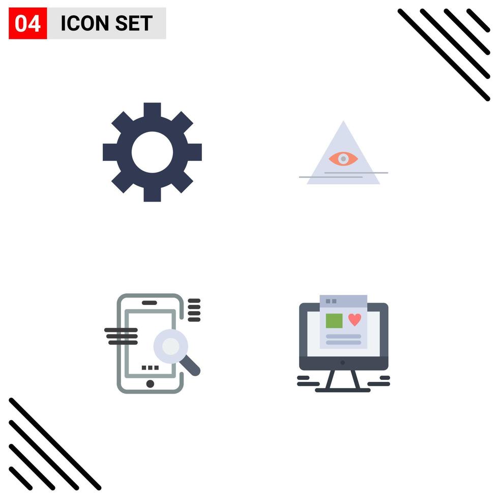 vlak icoon pak van 4 universeel symbolen van uitrusting optimaliseren oog driehoek configuratie bewerkbare vector ontwerp elementen