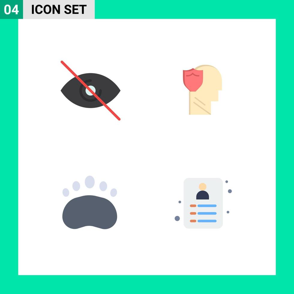 4 vlak icoon concept voor websites mobiel en apps oog koppelingen schild gebruiker boodschappen doen bewerkbare vector ontwerp elementen