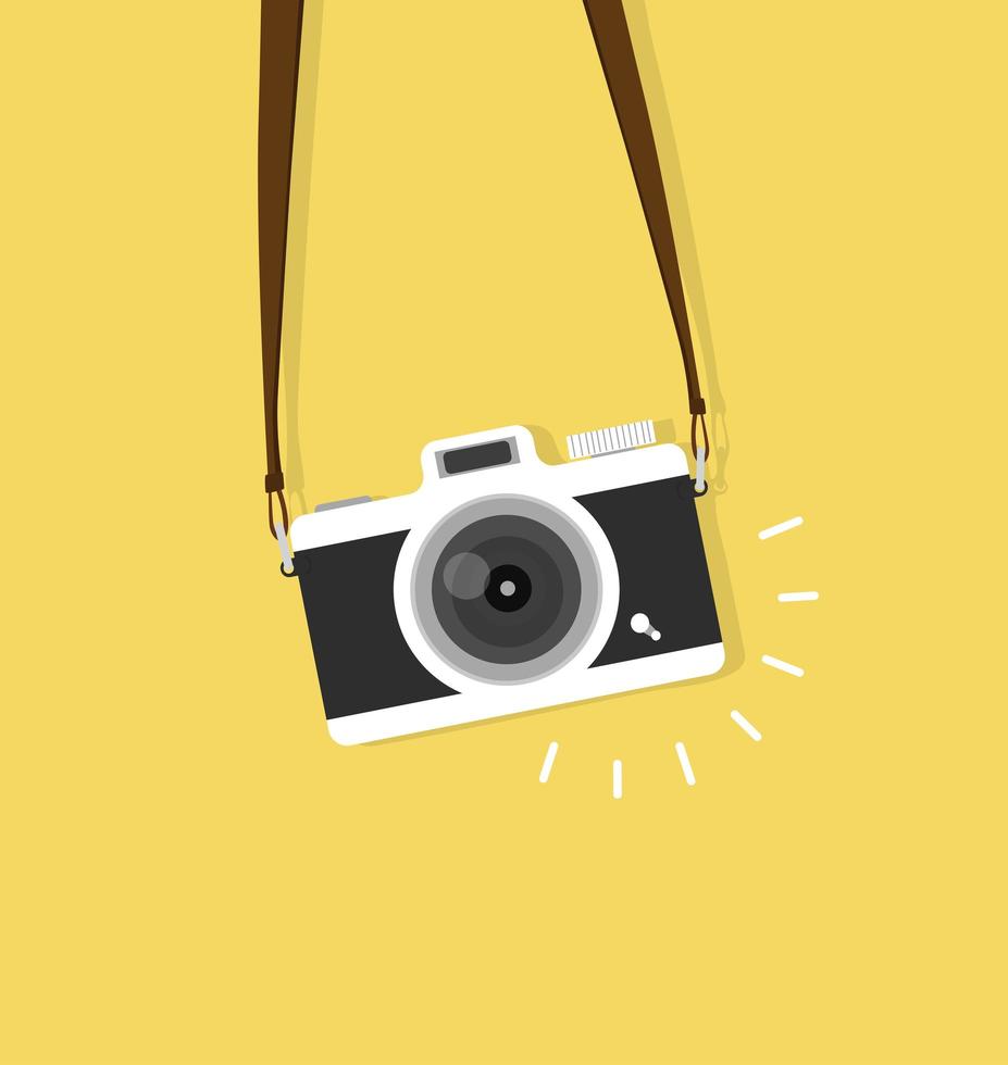 vintage fotocamera met riem vector