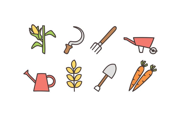 Landbouw doodle pictogramserie vector