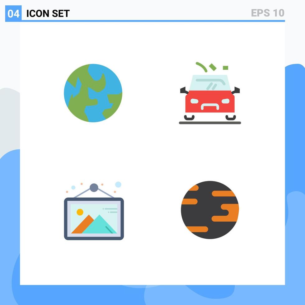 voorraad vector icoon pak van 4 lijn tekens en symbolen voor aarde foto auto weg aarde bewerkbare vector ontwerp elementen