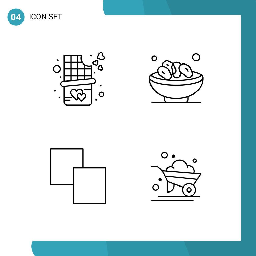 4 universeel lijn tekens symbolen van chocola bar beet kopiëren kom moslim landbouw bewerkbare vector ontwerp elementen